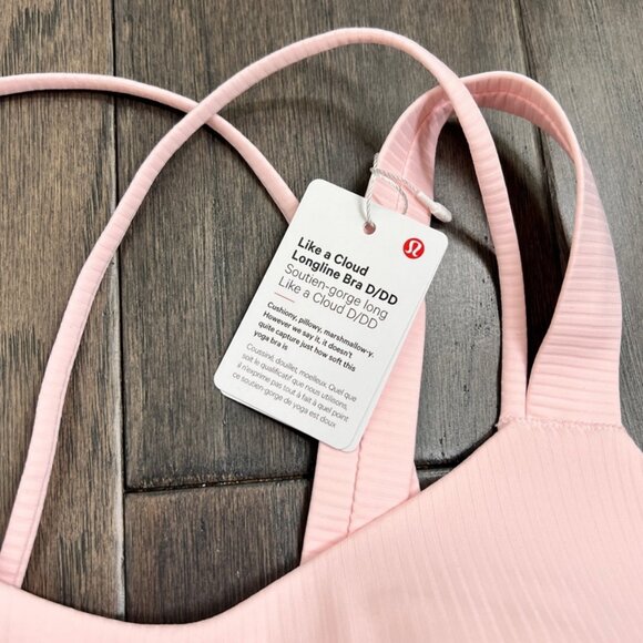Lululemon Like a Cloud Ribbed Longline Bra D/DD Cup Strawberry Milkshake NWT - Picture 3 of 8